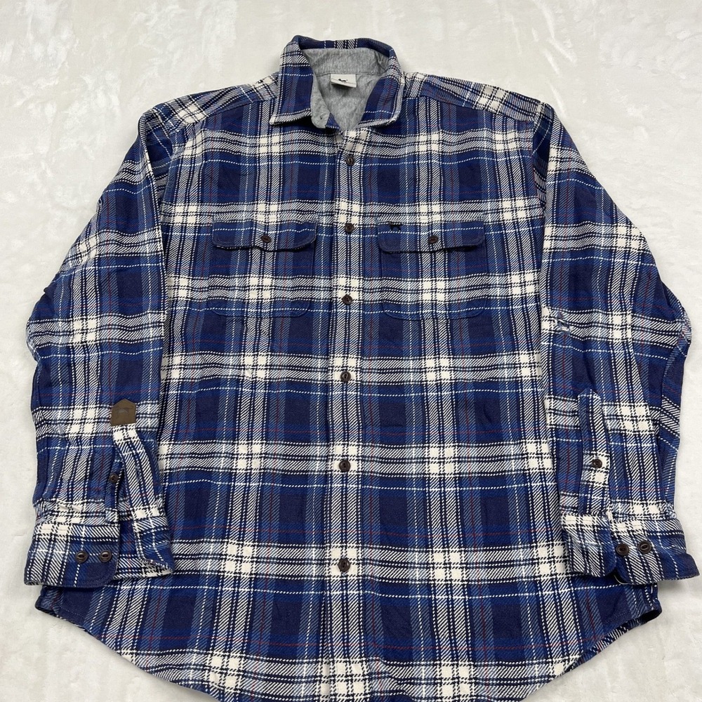 The Black Dog Flannel Shirt Mens Large Blue Plaid Cotton Lined Long Sleeve